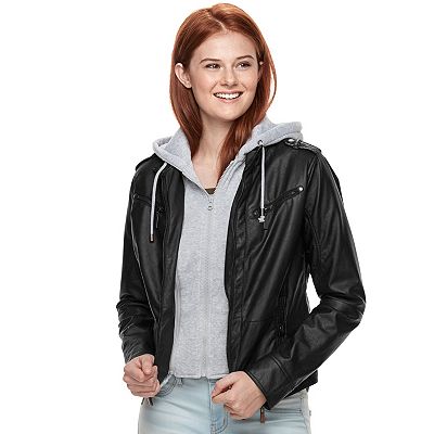 Juniors J 2 Sherpa Lined Faux Leather Jacket