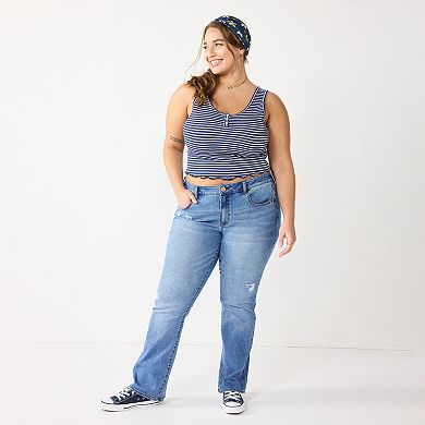 Juniors' Plus Size SO® Embroidered Bootcut Denim Jeans