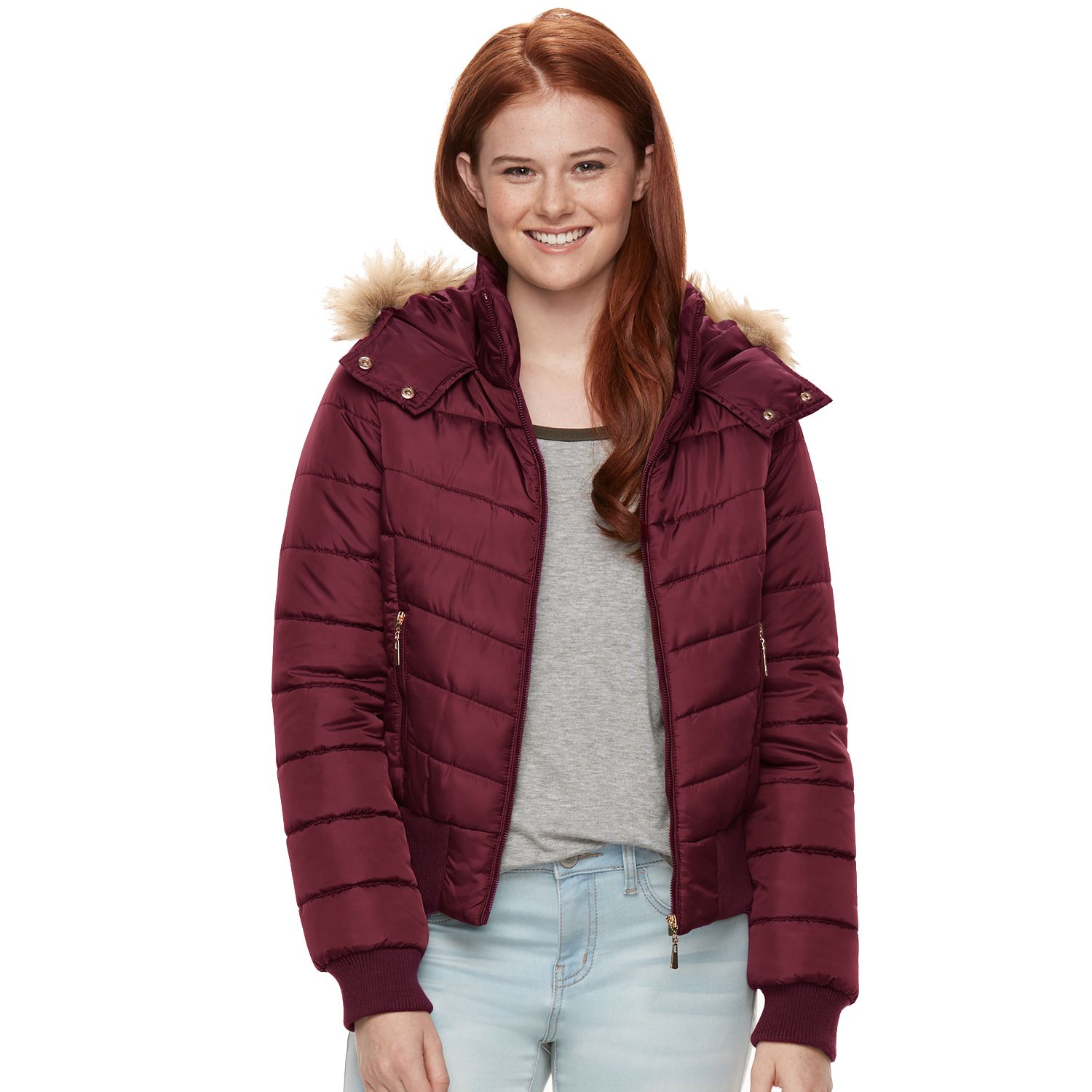 juniors puffer jacket with hood