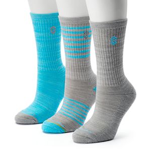 Women's Free Country 3-pk. Striped Wool-Blend Crew Socks