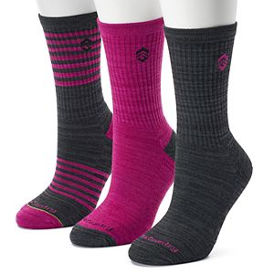 Women's Free Country 3-pk. Striped Wool-Blend Crew Socks