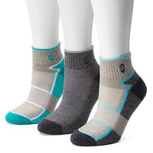 Women's Free Country 3-pk. Colorblock Wool-Blend Quarter Socks