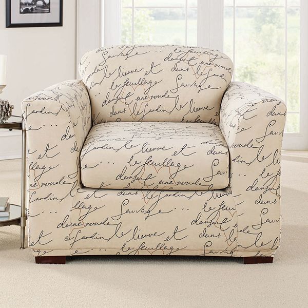 Sure Fit 2 piece Waverly Stretch Pen Pal Chair Slipcover