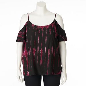 Plus Size Rock & Republic® Cold-Shoulder Tie-Dye Top