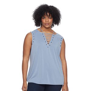 Plus Size Rock & Republic® Studded V-Neck Tee