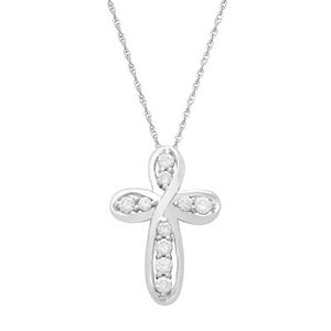 14k White Gold 1/4 Carat T.W. IGL Certified Diamond Cross Pendant