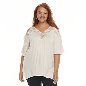 Plus Size French Laundry Cold-Shoulder Shark-Bite Top