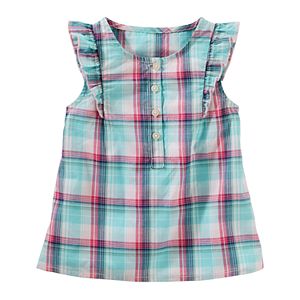Toddler Girl OshKosh B'gosh® Plaid Ruffle Henley Top