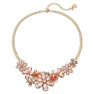 Dana Buchman Pink Rope Flower Statement Necklace