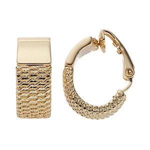 Dana Buchman Textured Clip On Hoop Earrings