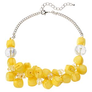 Yellow Beaded Cluster Statement Necklace