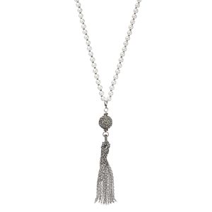 Simply Vera Vera Wang Long Fireball Tassel Pendant Simulated Pearl Necklace