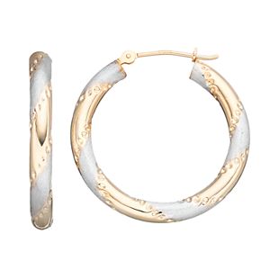 Forever 14K Striped Hoop Earrings