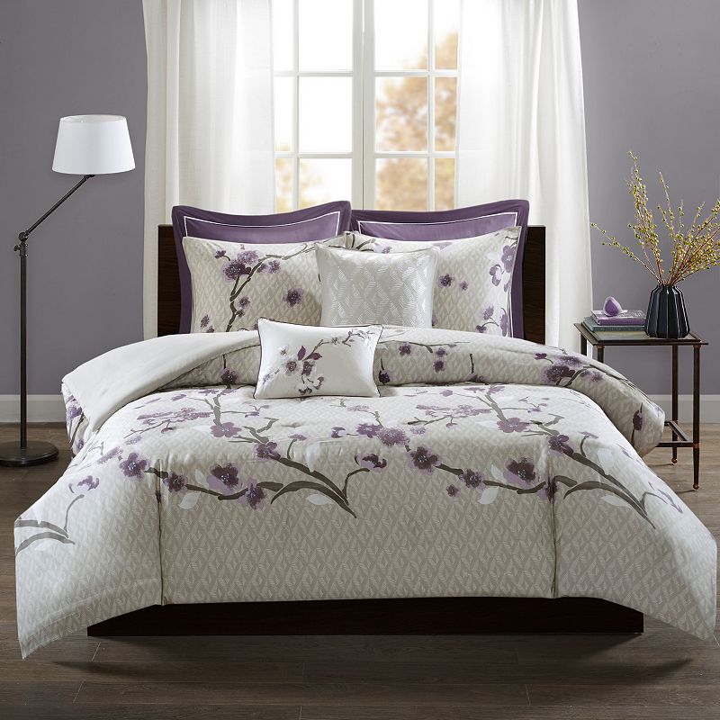 Madison Park 7-piece Isabella Duvet Cover Set, Purple, King