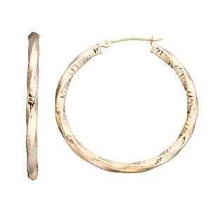 Forever 14K Textured Twist Hoop Earrings