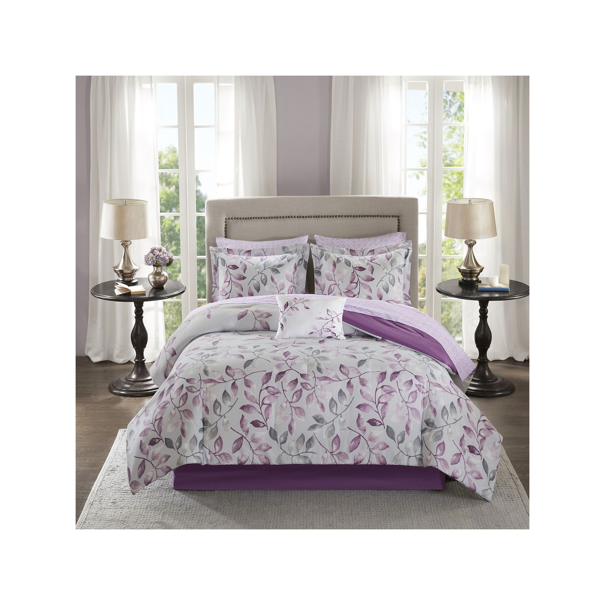 Madison Park Essentials Eden Comforter Set with Cotton Bed Sheets and Throw