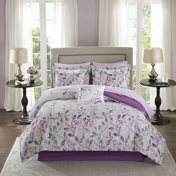 Madison Park Essentials Eden Comforter Set with Cotton Sheets and Throw ...