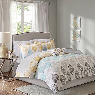 Madison Park Essentials Pelham Bay Comforter Set with Cotton Bed Sheets and Throw Pillow