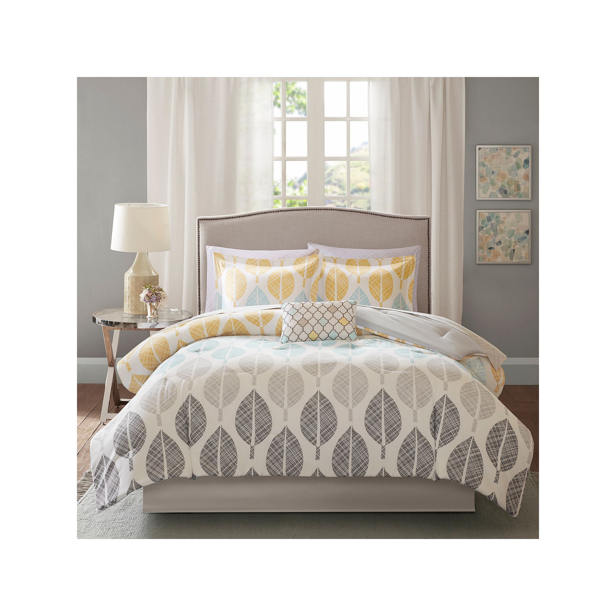 Madison Park Essentials Pelham Bay Comforter Set with Cotton Bed Sheets and