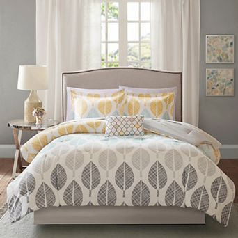 Madison Park Essentials Pelham Bay Comforter Set with Cotton Bed Sheets and Throw Pillow
