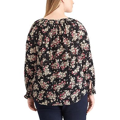 Plus Size Chaps Floral Crinkle Top 