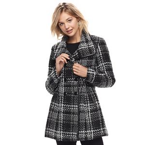 Juniors' IZ Byer Plaid Double-Breasted Coat