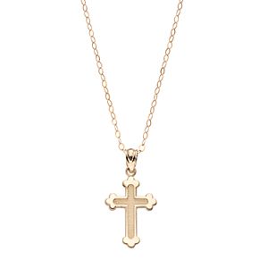 10k Gold Textured Cross Pendant Necklace