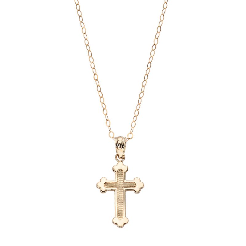 10k Gold Textured Cross Pendant Necklace, Womens, Size: 18