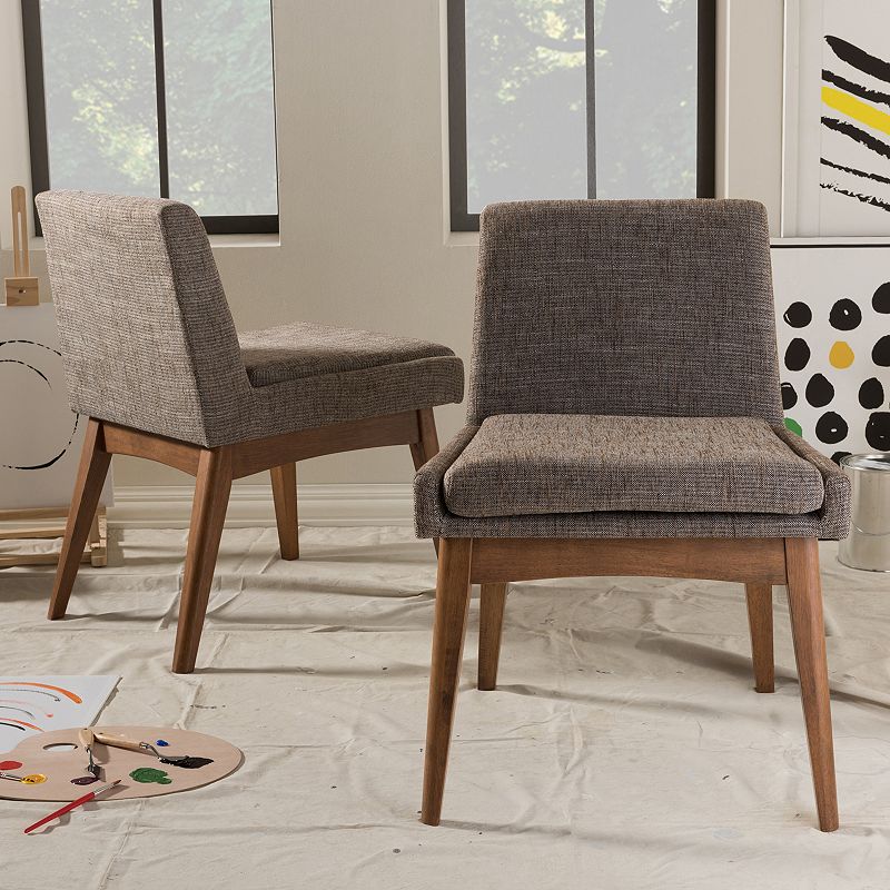 Baxton Studio Mid-Century Modern Armless Dining Chair 2-piece Set, Grey