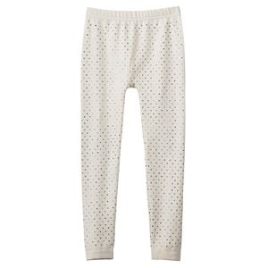 Girls 4-16 Iridescent Foil Heart Pattern Fleece-Lined Seamless Leggings