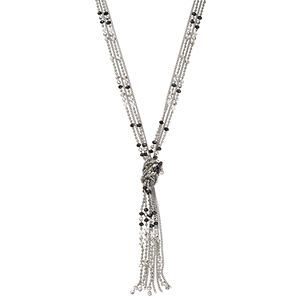 Simply Vera Vera Wang Long Knotted Black Bead Multi Strand Y Necklace