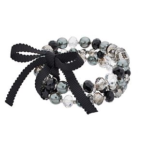Simply Vera Vera Wang Beaded Ribbon Tie Multi Strand Stretch Bracelet