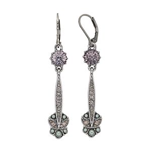 Simply Vera Vera Wang Purple Simulated Crystal Nickel Free Linear Earrings