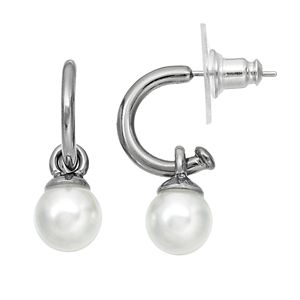 Simply Vera Vera Wang Simulated Pearl Nickel Free Hoop Earrings
