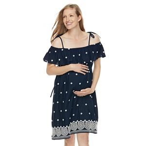 Maternity a:glow Embroidered Off-the-Shoulder Dress