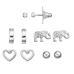 Apt. 9® Elephant & Heart Nickel Free Stud Earring Set