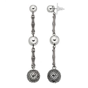 Simply Vera Vera Wang Two Tone Mesh Bead Nickel Free Linear Earrings