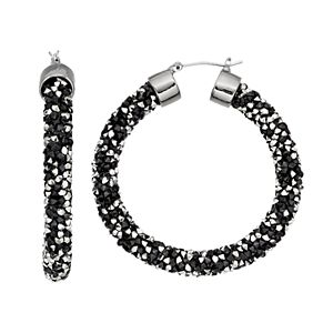 Simply Vera Vera Wang Black Faceted Stone Hoop Earrings