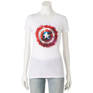 Juniors' Marvel Captain America Shield Graphic Tee