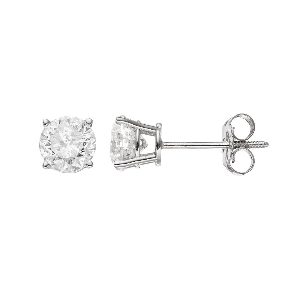 14k White Gold 1 Carat T W Diamond Solitaire Stud Earrings