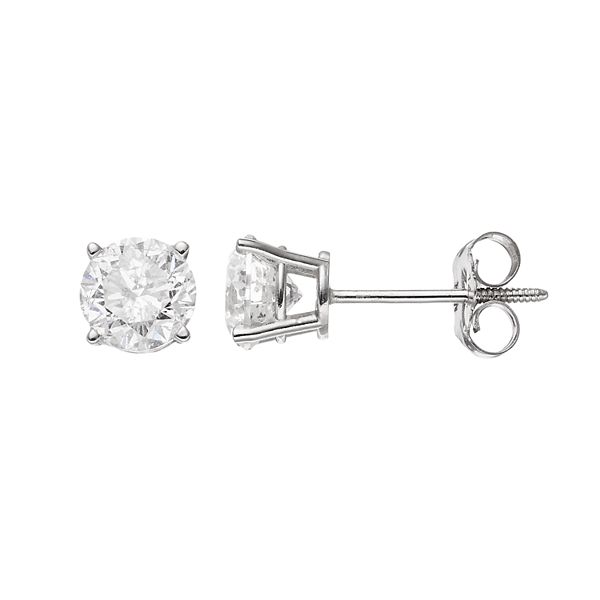 14k White Gold 1 Carat T.W. Diamond Solitaire Stud Earrings