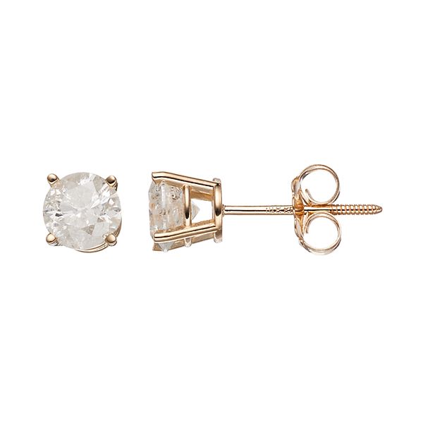 1 cttw Round Cut White Cubic Zirconia Solitaire Stud Earrings in 14k Gold Over Sterling Silver