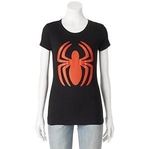Juniors' Marvel Spiderman Logo Graphic Tee