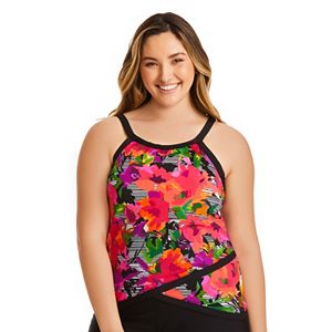 Plus Size Upstream Crossover Floral Tankini Top