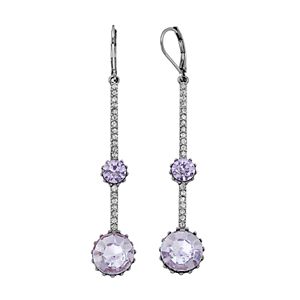 Simply Vera Vera Wang Purple Stone Pave Bar Nickel Free Linear Earrings