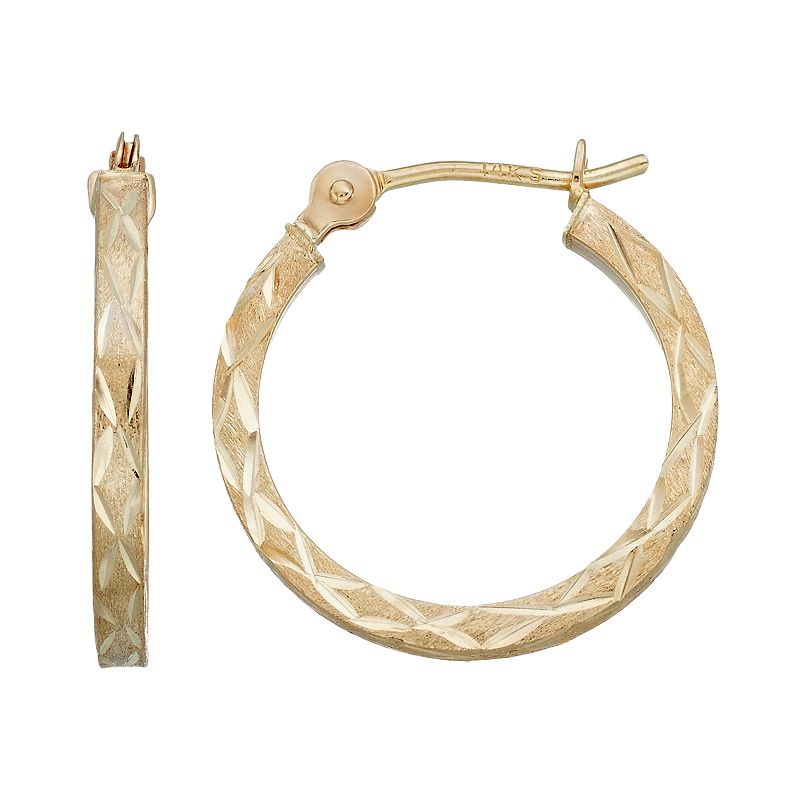 Forever 14K Textured Hoop Earrings, Womens, Gold