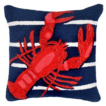 Liora Manne Lobster On Stripes Throw Pillow