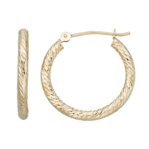 Forever 14K Textured Hoop Earrings