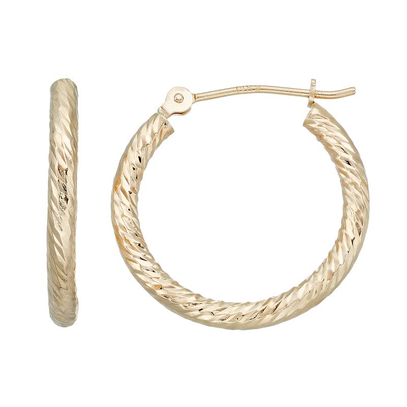 Forever 14K Textured Hoop Earrings, Womens, Gold