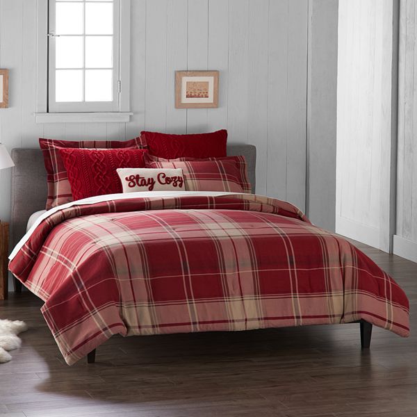 NEW Cuddl Duds TWIN Cotton Flannel Sheet Sets Red Plaid Harley 